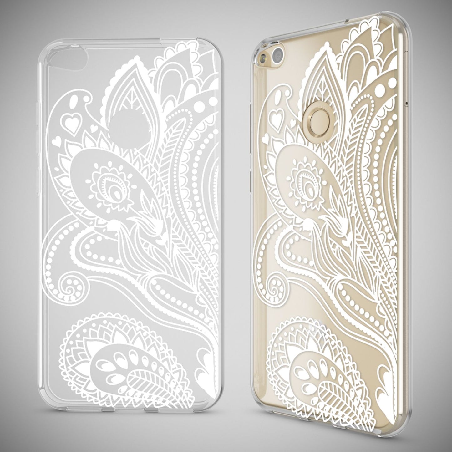 NALIA Huawei P8 Lite Hülle Slim Silikon Motiv Kristall - Dünn Durchsichtig Passgenau