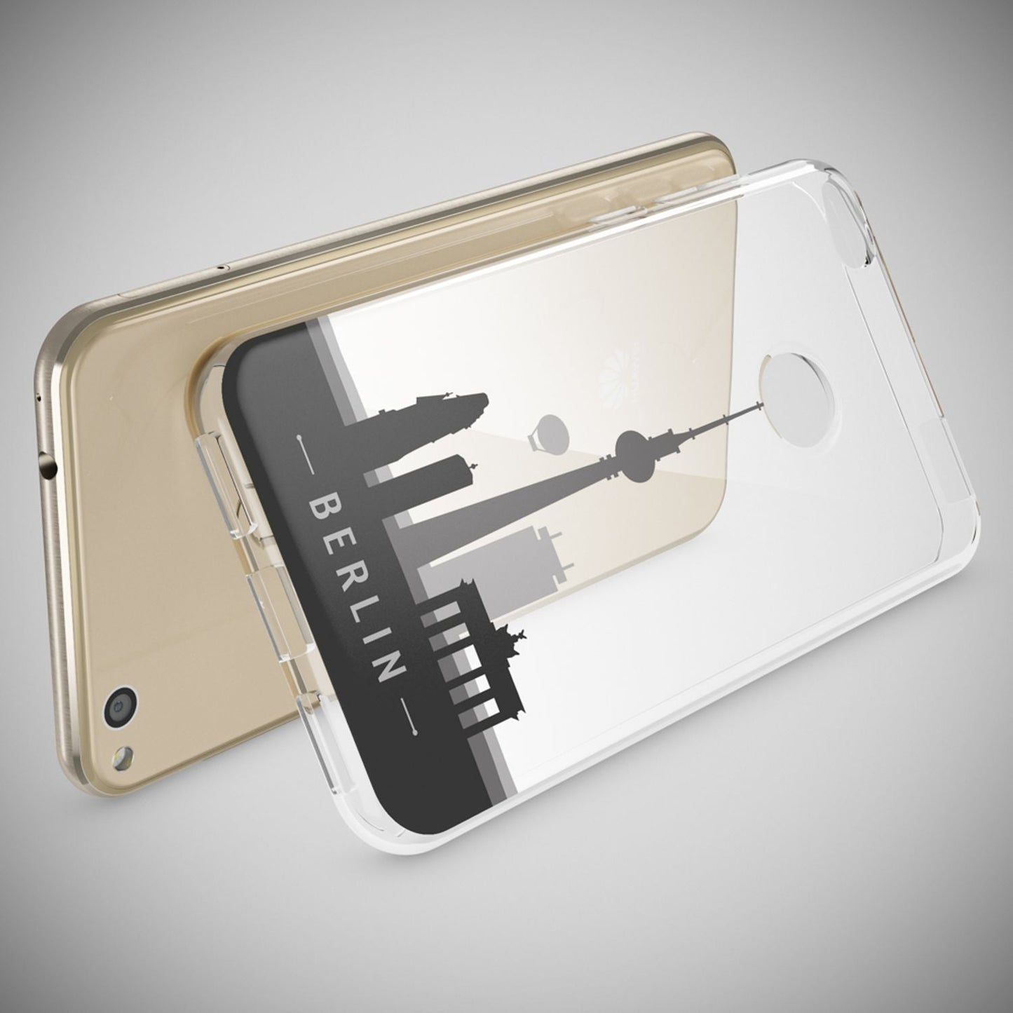 NALIA Huawei P8 Lite Hülle Slim Silikon Motiv Kristall - Dünn Durchsichtig Passgenau