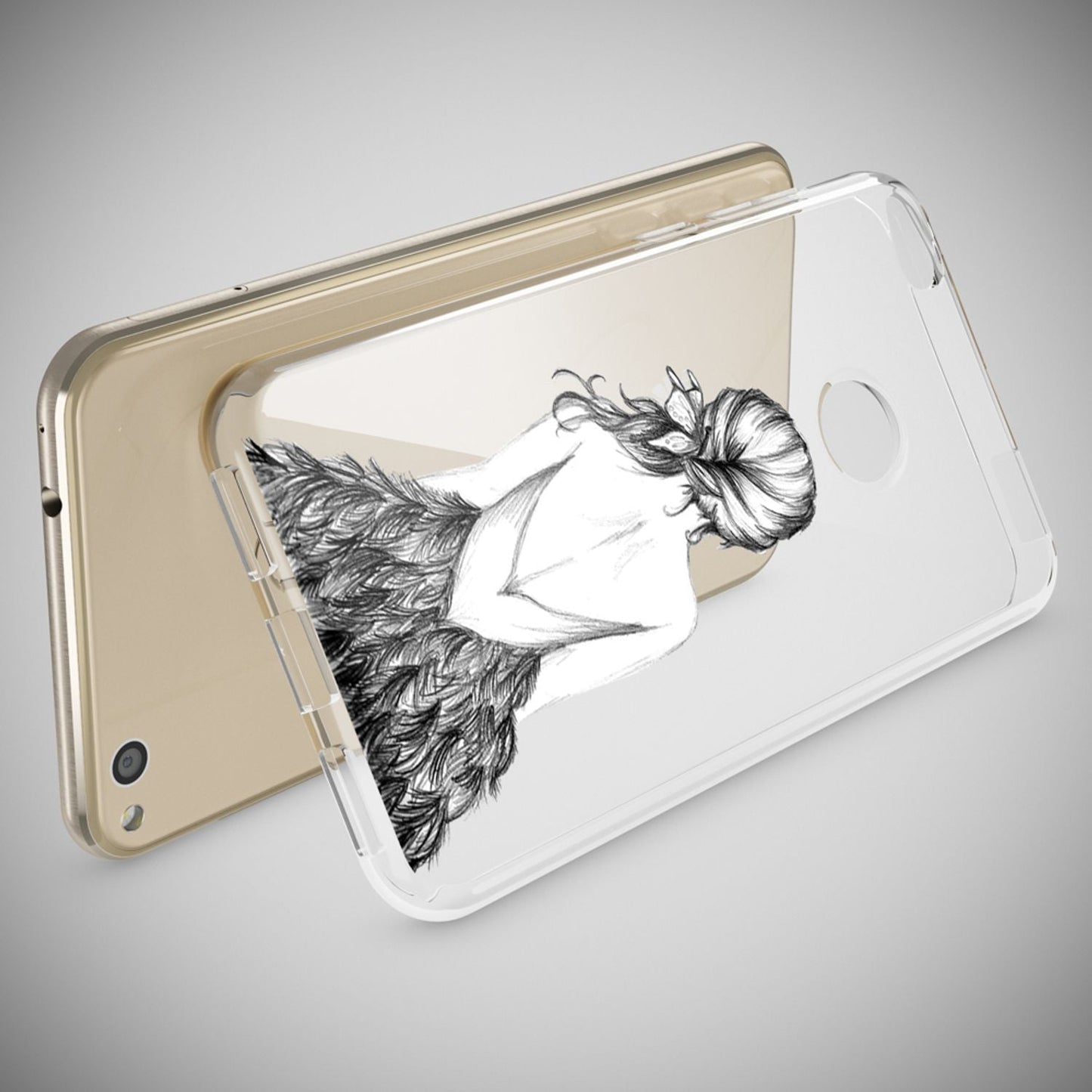 NALIA Huawei P8 Lite Hülle Slim Silikon Motiv Kristall - Dünn Durchsichtig Passgenau