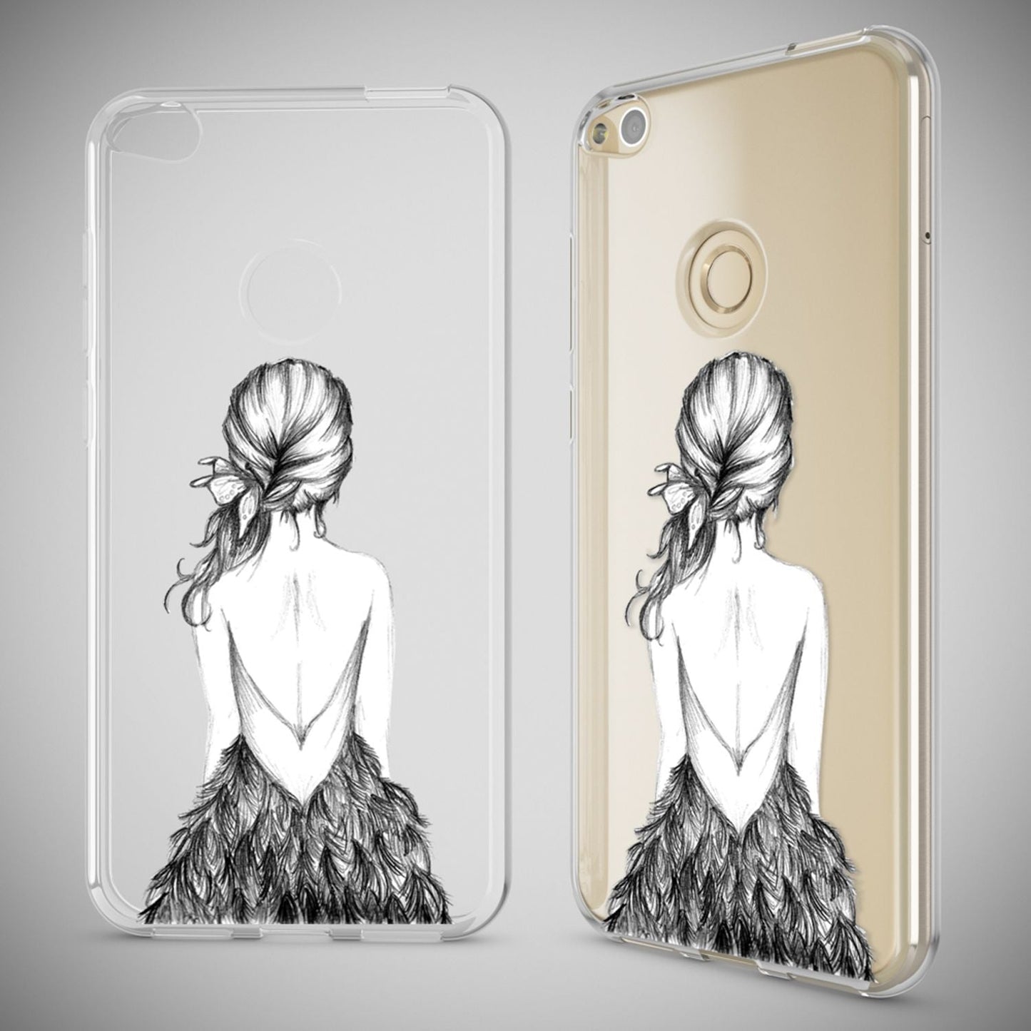 NALIA Huawei P8 Lite Hülle Slim Silikon Motiv Kristall - Dünn Durchsichtig Passgenau