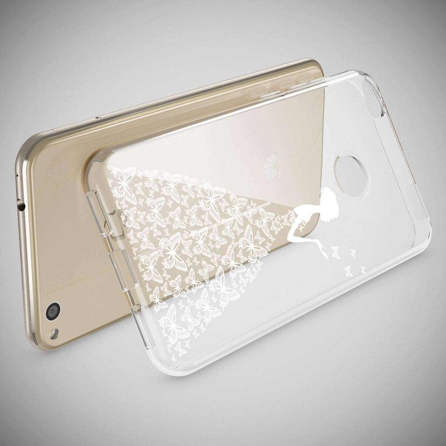 NALIA Huawei P8 Lite Hülle Slim Silikon Motiv Kristall - Dünn Durchsichtig Passgenau