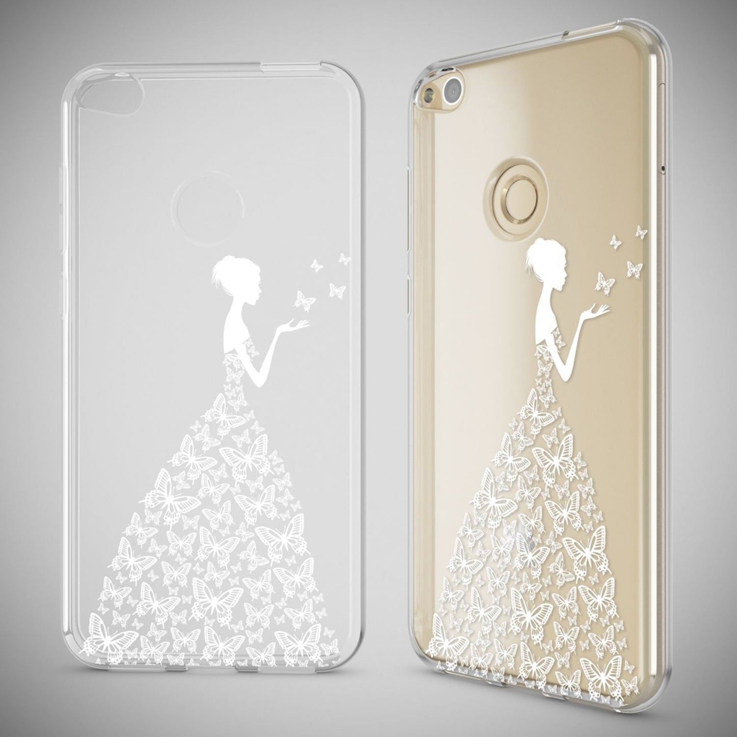 NALIA Huawei P8 Lite Hülle Slim Silikon Motiv Kristall - Dünn Durchsichtig Passgenau