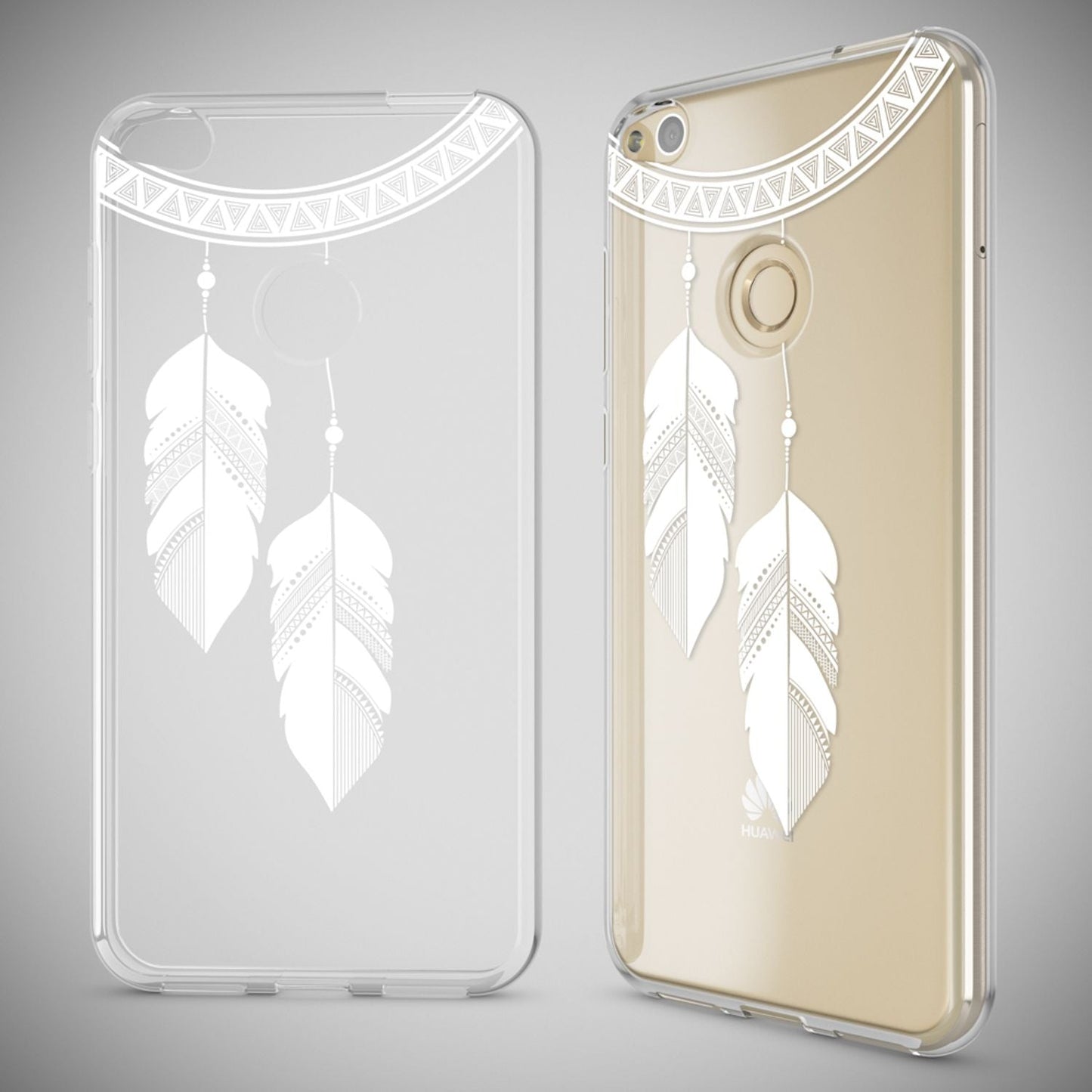 NALIA Huawei P8 Lite Hülle Slim Silikon Motiv Kristall - Dünn Durchsichtig Passgenau