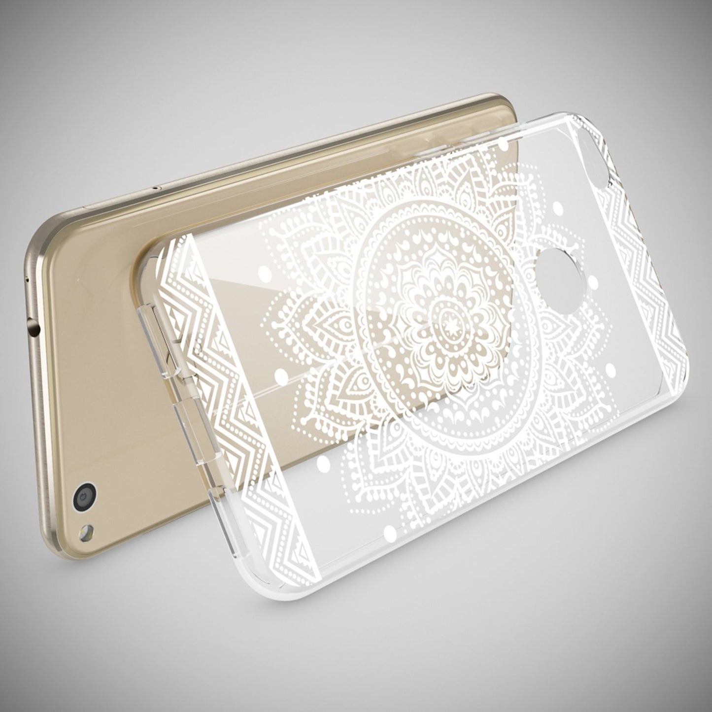 NALIA Huawei P8 Lite Hülle Slim Silikon Motiv Kristall - Dünn Durchsichtig Passgenau