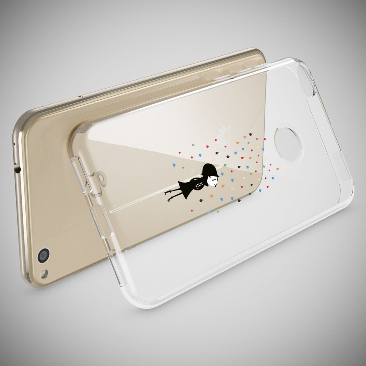 NALIA Huawei P8 Lite Hülle Slim Silikon Motiv Kristall - Dünn Durchsichtig Passgenau