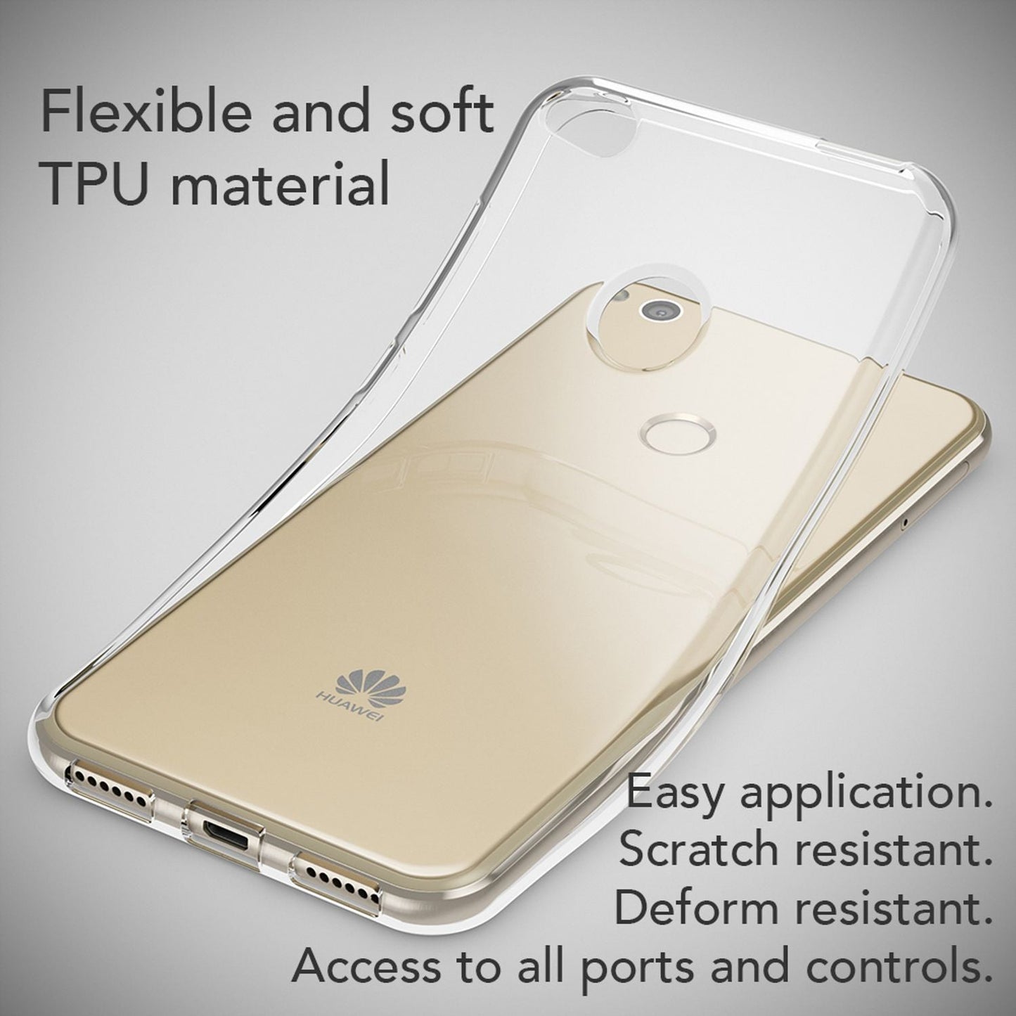 NALIA Huawei P8 Lite Hülle Slim Silikon Motiv Kristall - Dünn Durchsichtig Passgenau