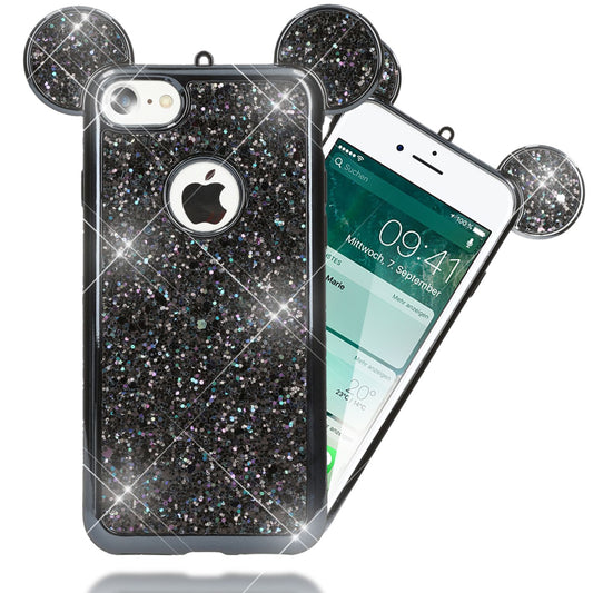 Apple iPhone 7 Hülle Handyhülle von NALIA, Glitzer Schutz Ohren Bling Case Cover
