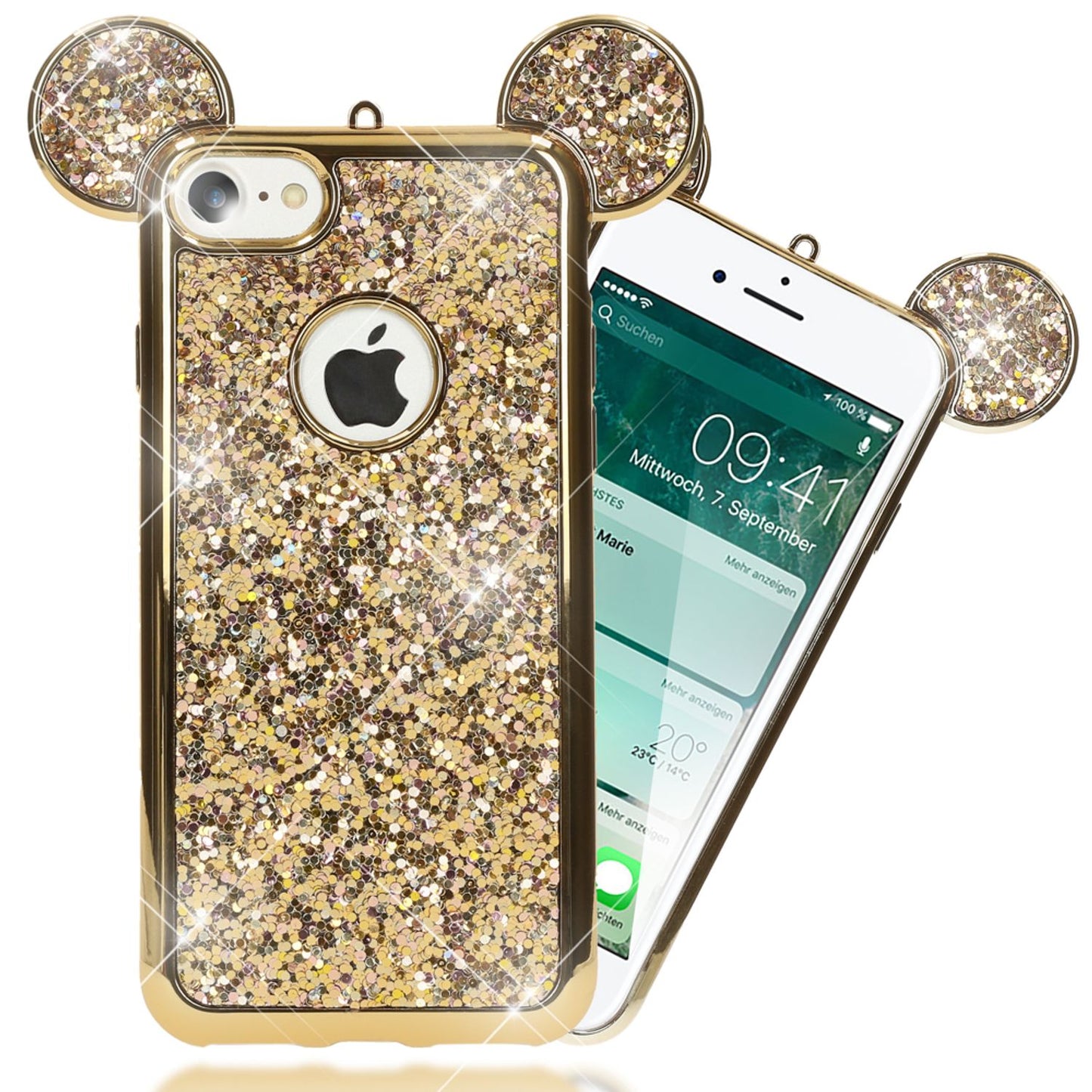 Apple iPhone 7 Hülle Handyhülle von NALIA, Glitzer Schutz Ohren Bling Case Cover
