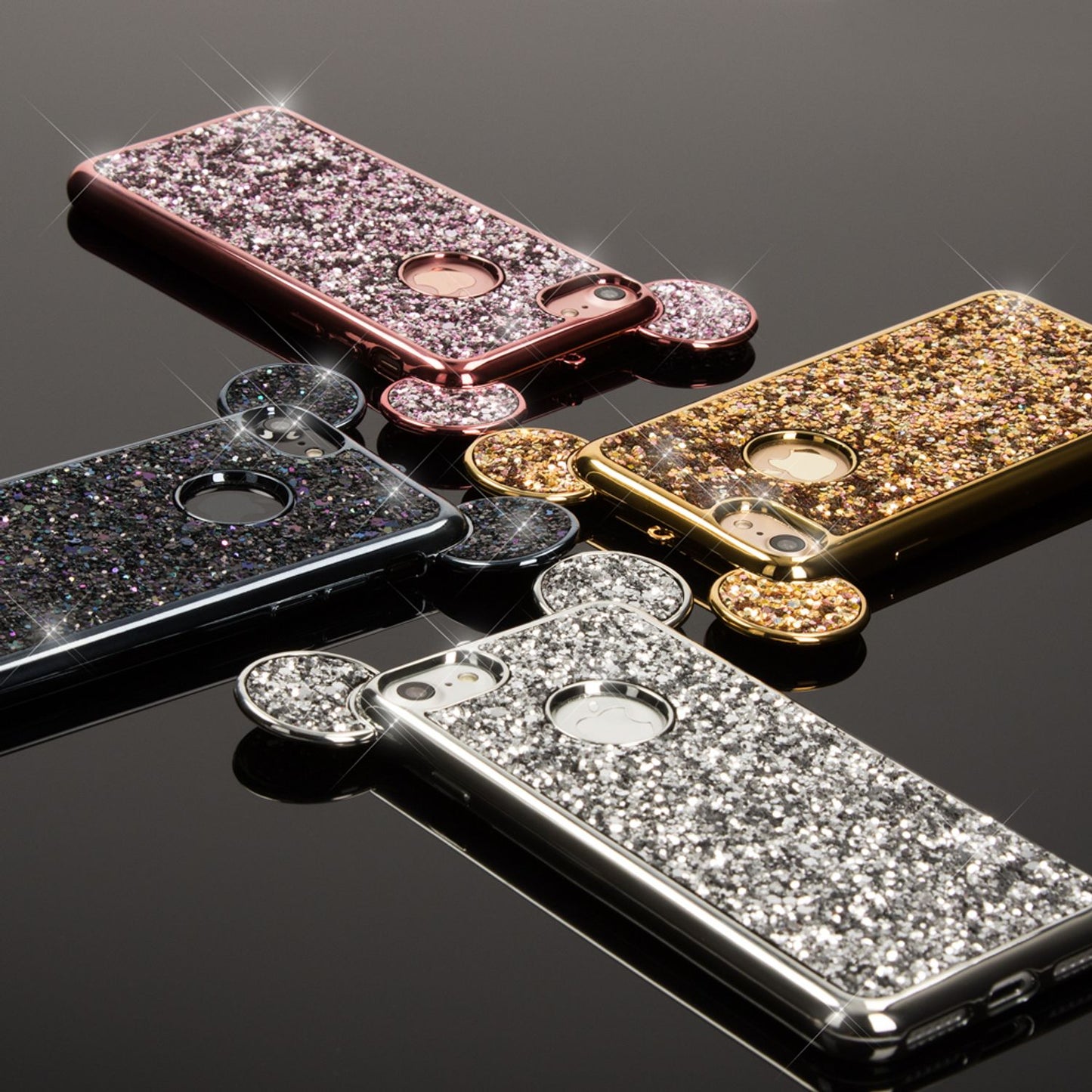 Apple iPhone 7 Hülle Handyhülle von NALIA, Glitzer Schutz Ohren Bling Case Cover
