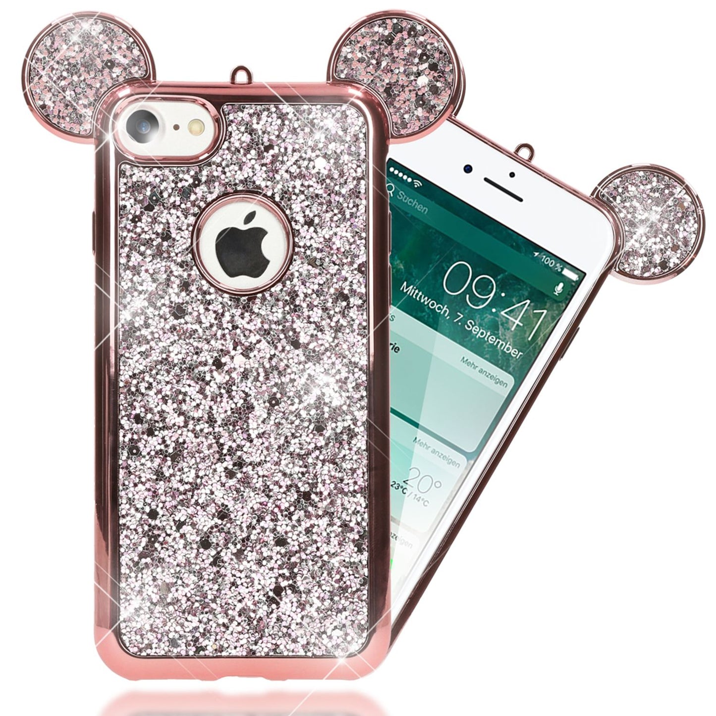 Apple iPhone 7 Hülle Handyhülle von NALIA, Glitzer Schutz Ohren Bling Case Cover