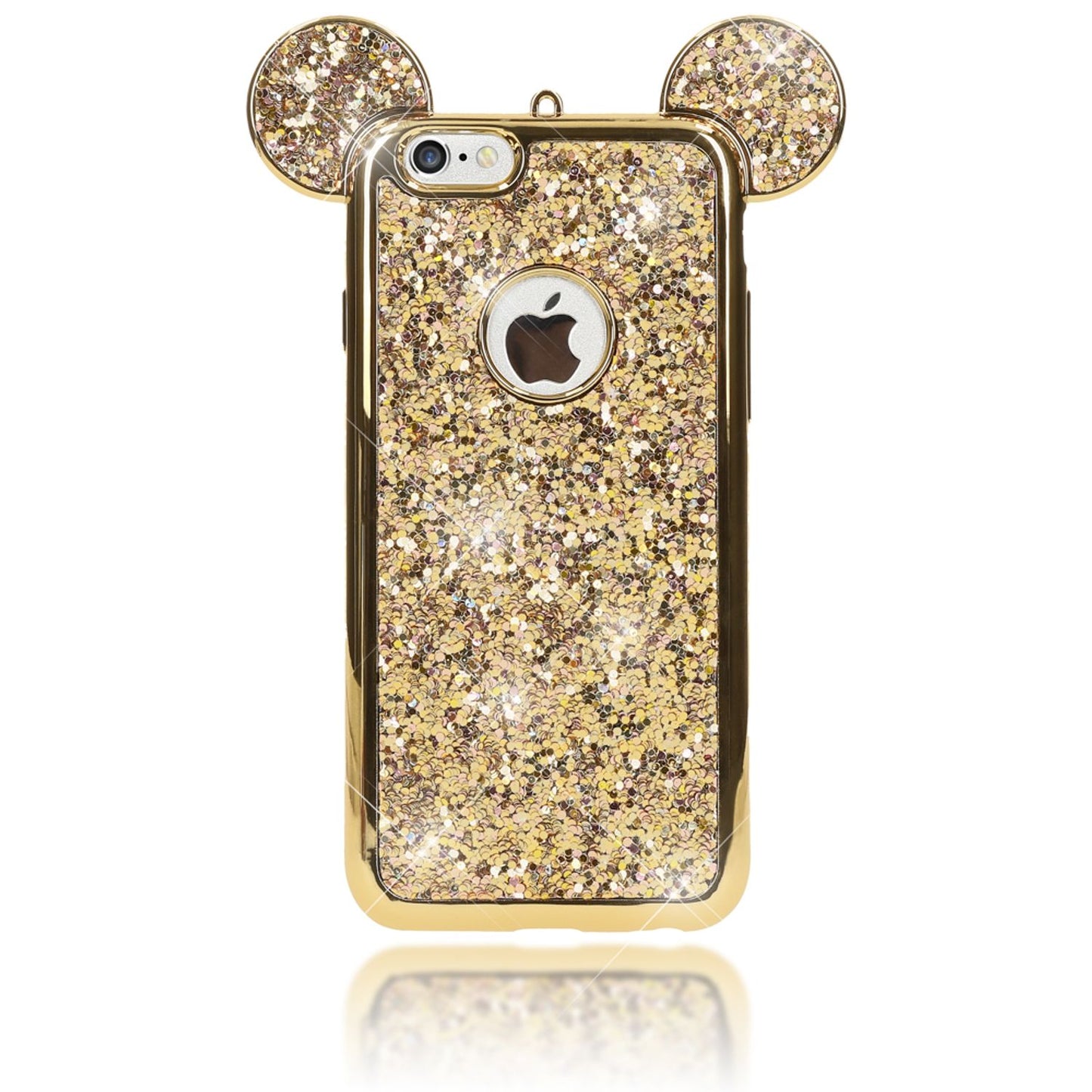 NALIA iPhone 6 6S Hülle Glitzer Maus Ohren - Slim Silikon Dünn Kompatibel mit iPhone 6 und 6S