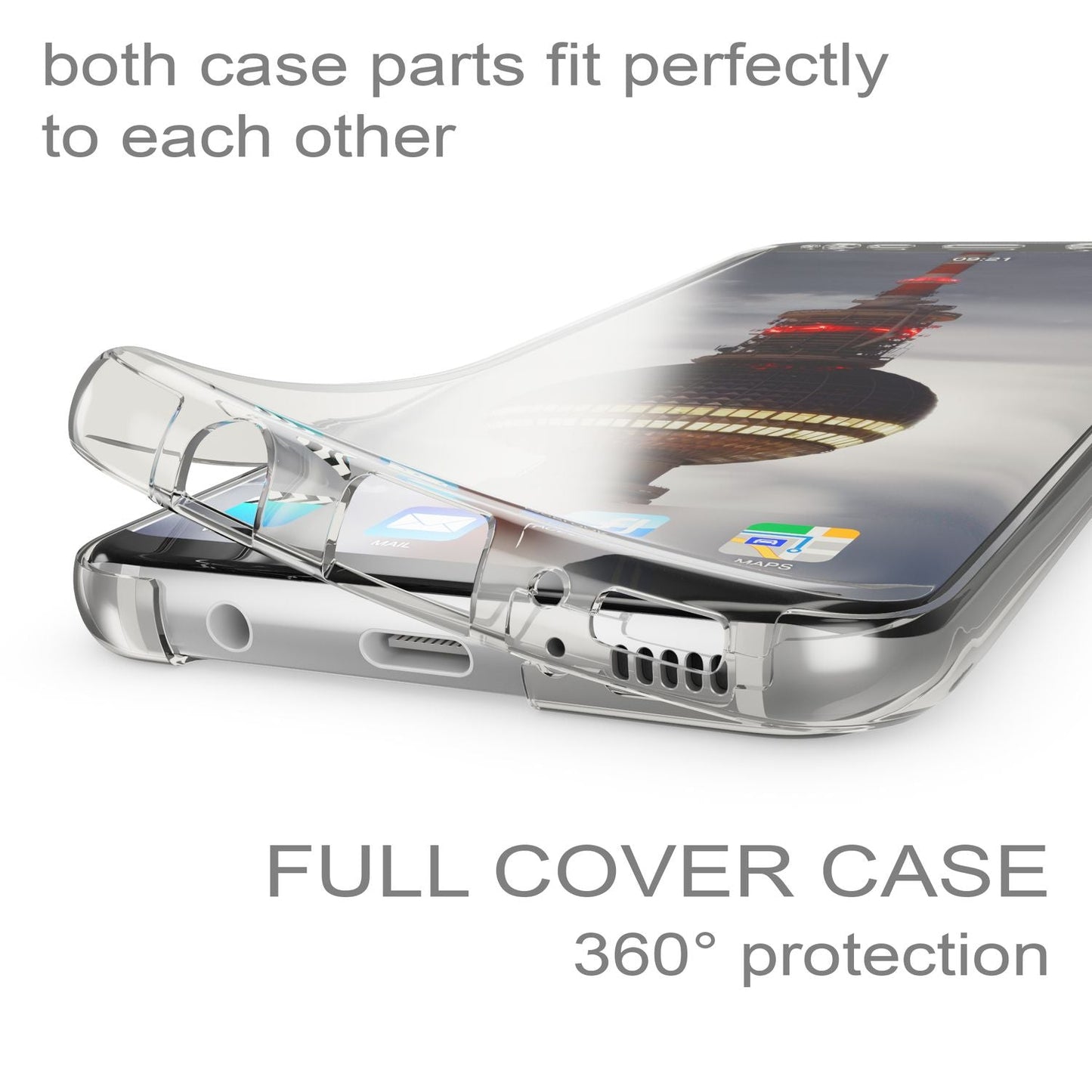 NALIA 360 Grad Hülle - Rundumschutz Für Galaxy S8 Dünn Transparent Silikon Case