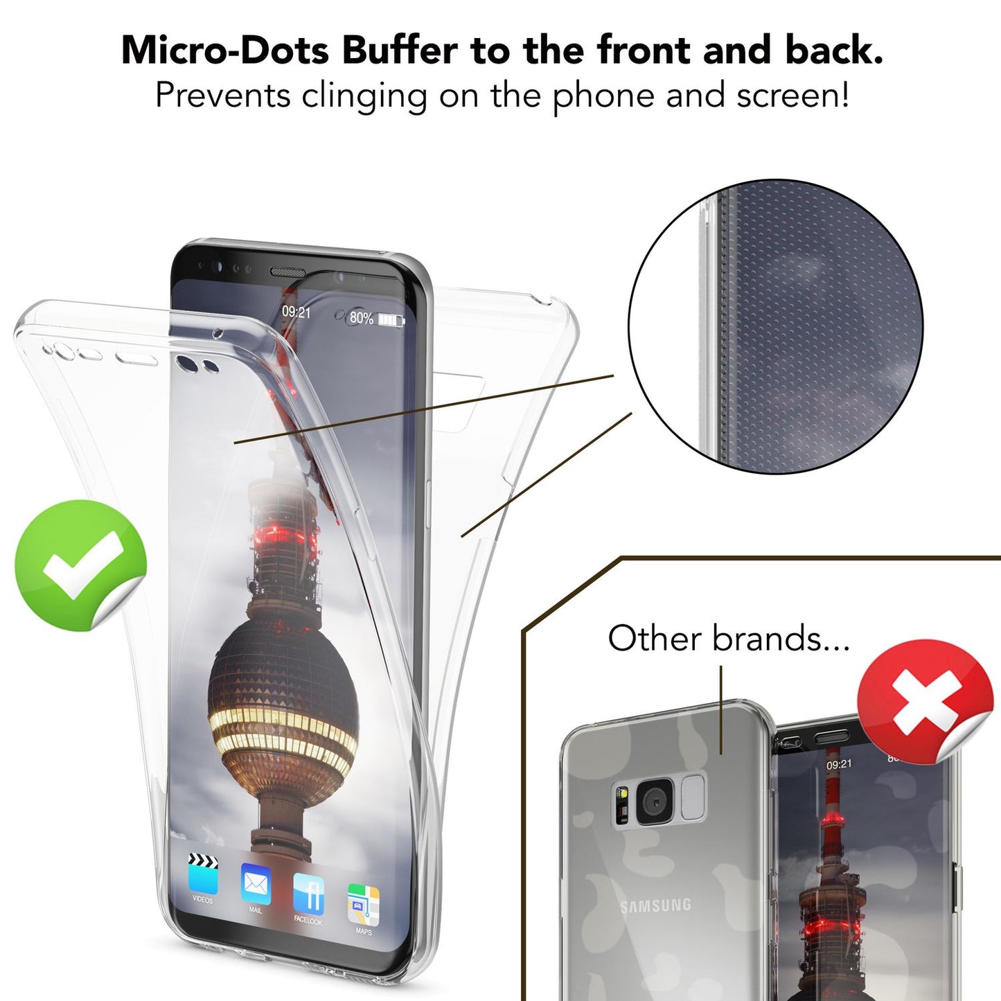 NALIA 360 Grad Hülle - Rundumschutz Für Galaxy S8 Dünn Transparent Silikon Case