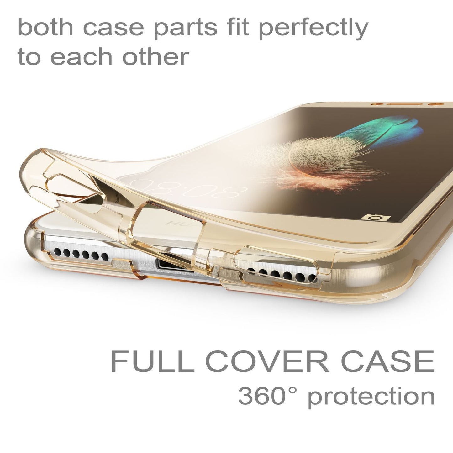 Husa Huawei P8 Lite cu protecție completă la 360 de grade - Compatibilă cu P8 Lite, Grosime 0,8 mm, Material: Silicon
