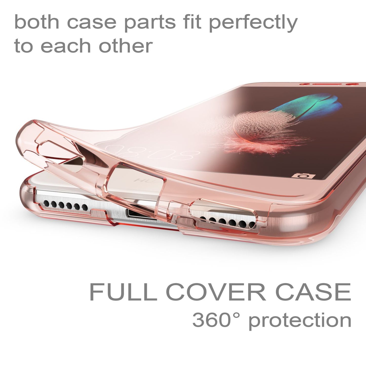 Husa Huawei P8 Lite cu protecție completă la 360 de grade - Compatibilă cu P8 Lite, Grosime 0,8 mm, Material: Silicon