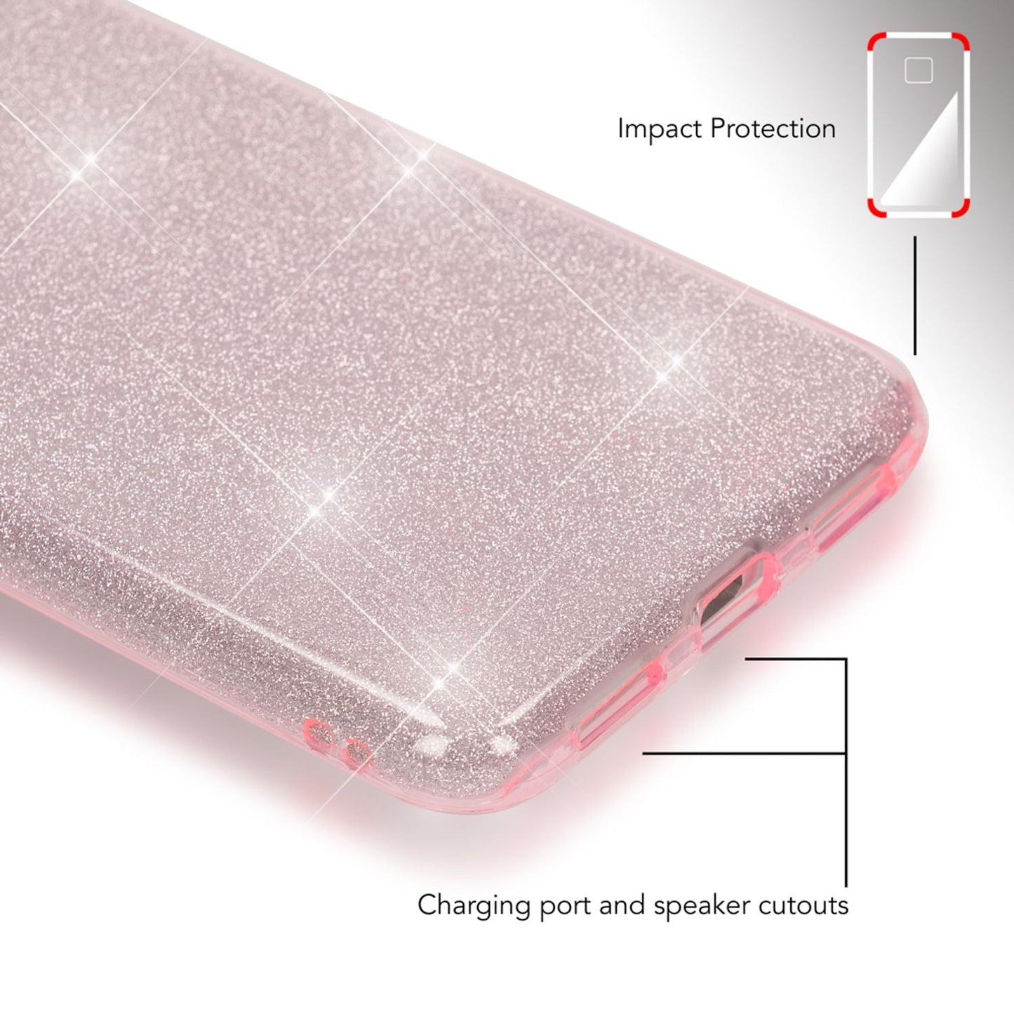 Husa de telefon cu sclipici pentru Huawei P8 Lite (2017) de la NALIA, silicon protector