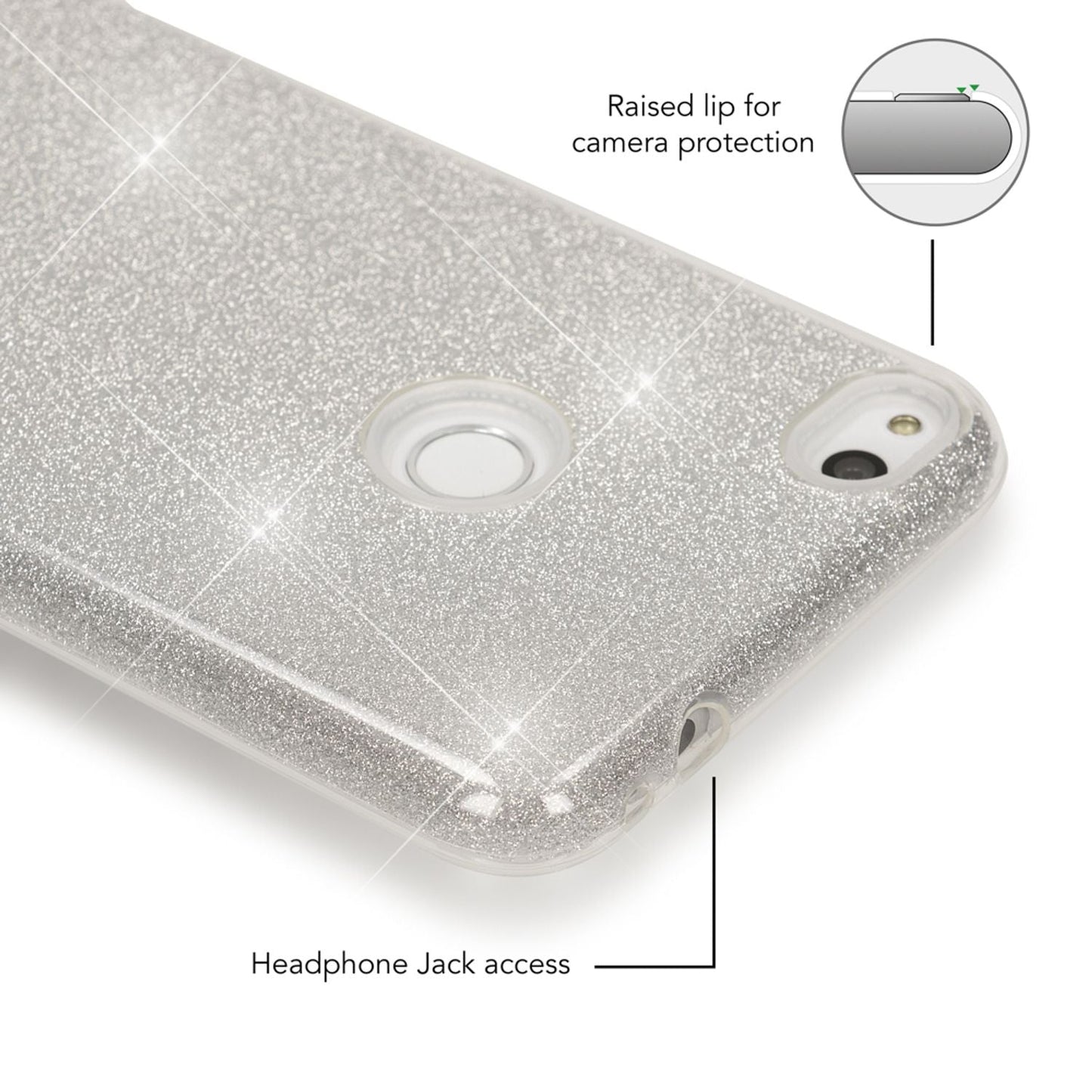 Husa de telefon cu sclipici pentru Huawei P8 Lite (2017) de la NALIA, silicon protector