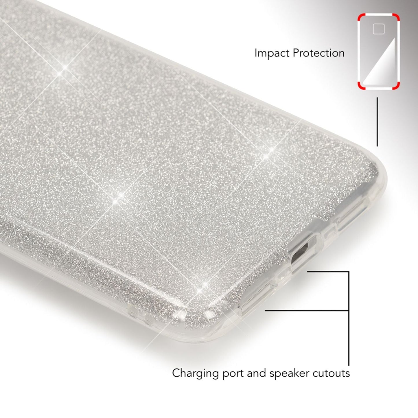 Husa de telefon cu sclipici pentru Huawei P8 Lite (2017) de la NALIA, silicon protector