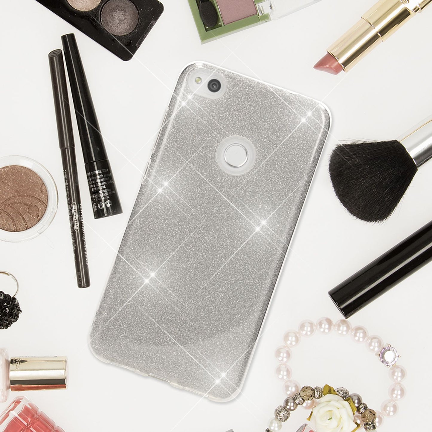 Husa de telefon cu sclipici pentru Huawei P8 Lite (2017) de la NALIA, silicon protector