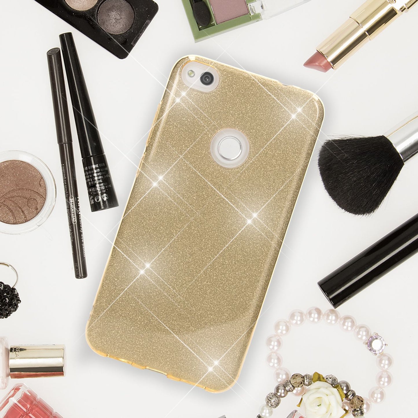 Husa de telefon cu sclipici pentru Huawei P8 Lite (2017) de la NALIA, silicon protector