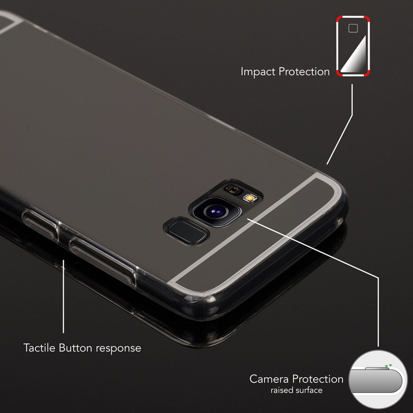 Samsung Galaxy S8 Spiegel Hülle von NALIA, Mirror Case Dünne Silikon Handyhülle