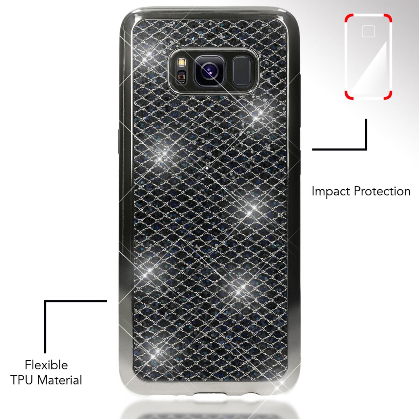 Samsung Galaxy S8 Plus Glitzer Handy Hülle von NALIA, Glitter Cover Bling Case