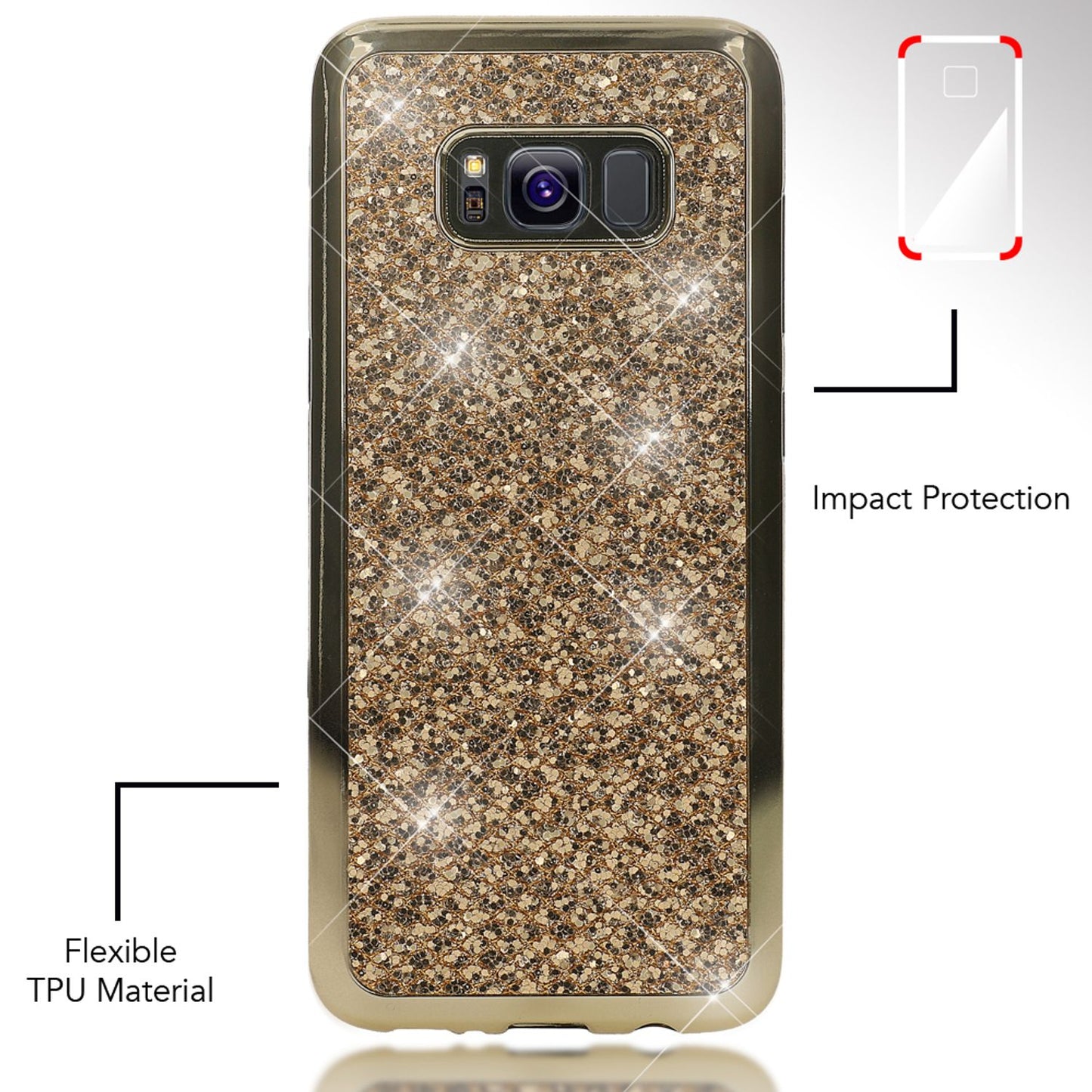 Samsung Galaxy S8 Plus Glitzer Handy Hülle von NALIA, Glitter Cover Bling Case
