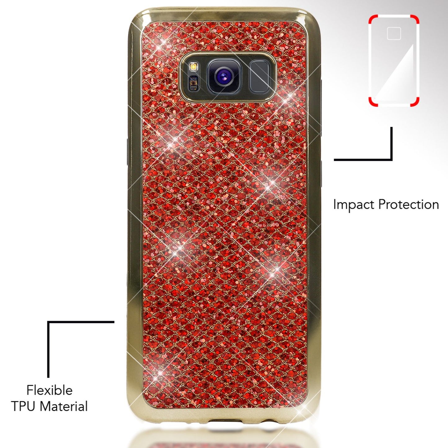Samsung Galaxy S8 Plus Glitzer Handy Hülle von NALIA, Glitter Cover Bling Case