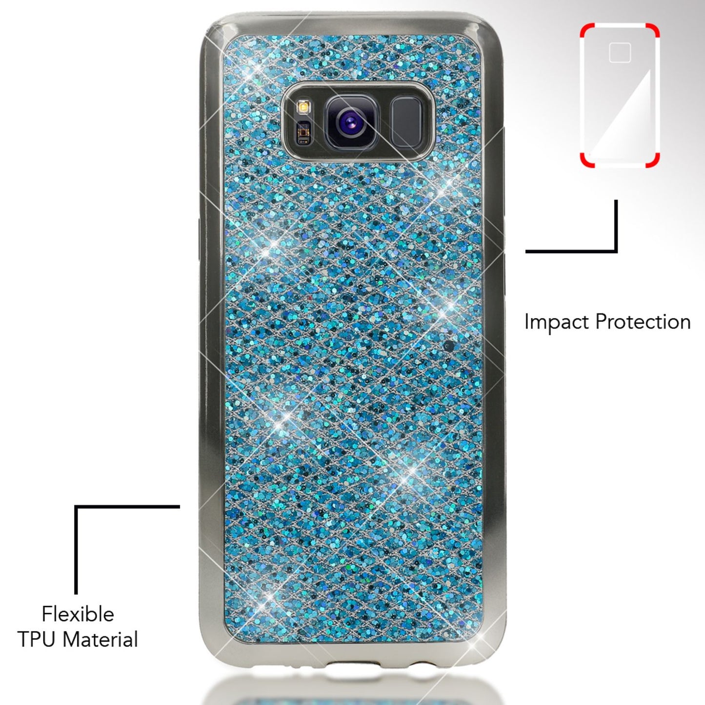 Samsung Galaxy S8 Plus Glitzer Handy Hülle von NALIA, Glitter Cover Bling Case