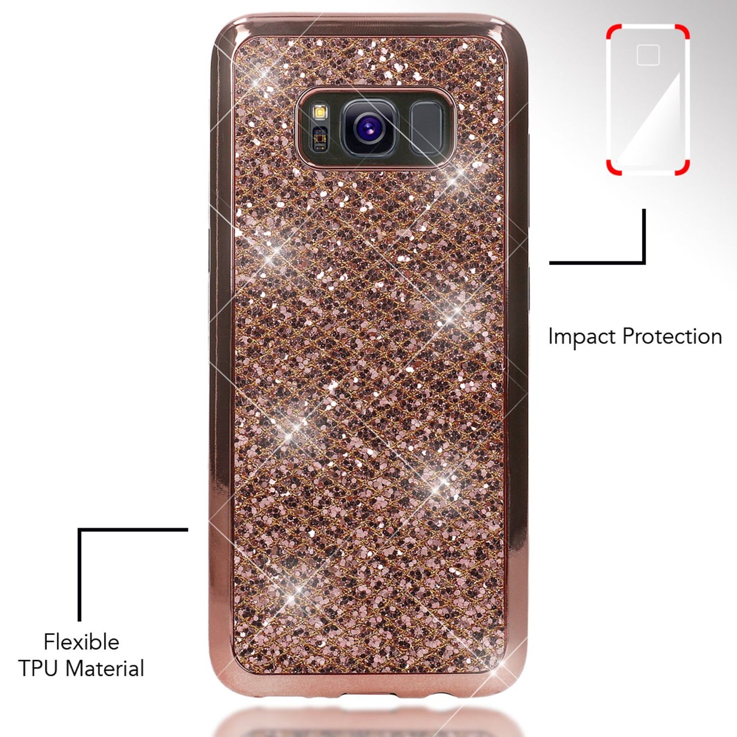 Samsung Galaxy S8 Plus Glitzer Handy Hülle von NALIA, Glitter Cover Bling Case