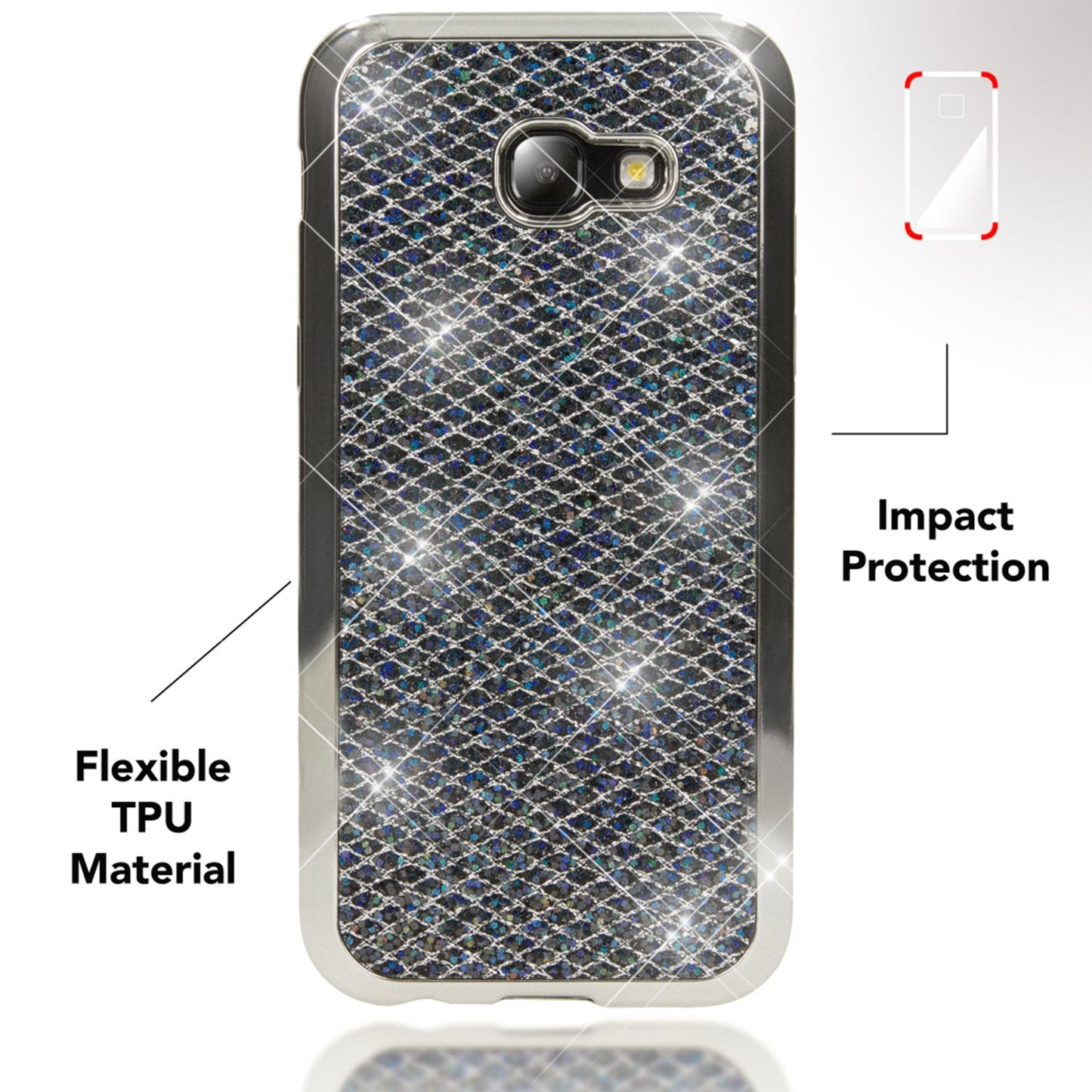 NALIA Galaxy A5 Glitzer Hülle - Kapazität Slim Silikon, Größe 5,2 Zoll, Stil Glitter