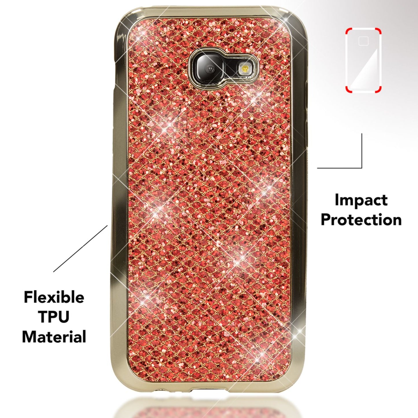 NALIA Galaxy A5 Glitzer Hülle - Kapazität Slim Silikon, Größe 5,2 Zoll, Stil Glitter