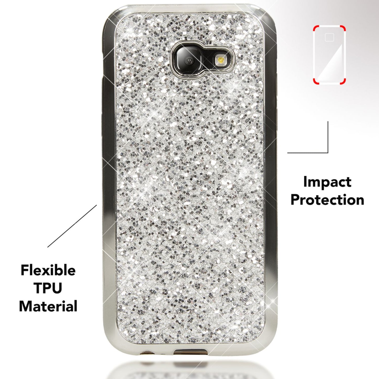 NALIA Galaxy A5 Glitzer Hülle - Kapazität Slim Silikon, Größe 5,2 Zoll, Stil Glitter