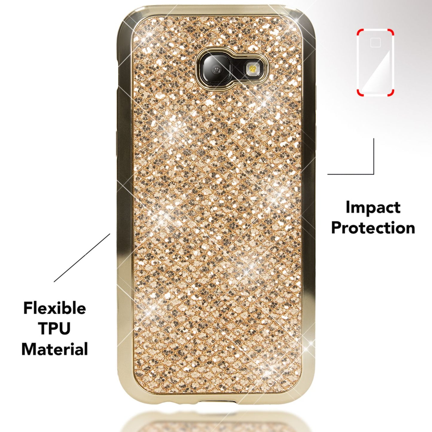 NALIA Galaxy A5 Glitzer Hülle - Kapazität Slim Silikon, Größe 5,2 Zoll, Stil Glitter
