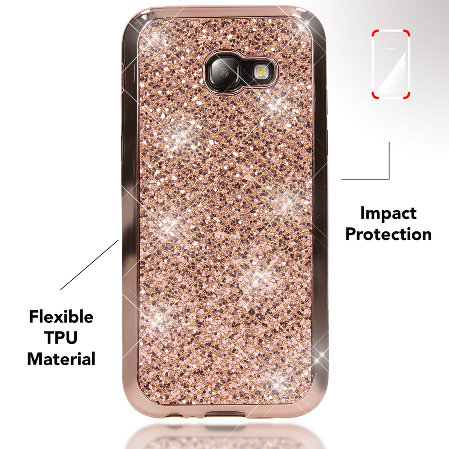 NALIA Galaxy A5 Glitzer Hülle - Kapazität Slim Silikon, Größe 5,2 Zoll, Stil Glitter