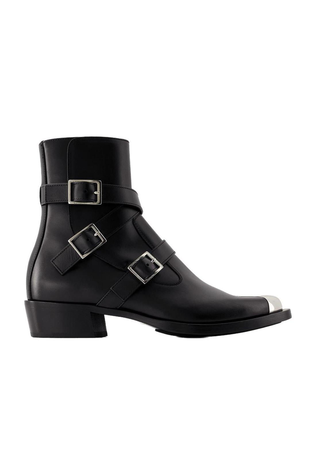 Punk Stiefeletten - Alexander Mcqueen - Leder - Schwarz/Silber