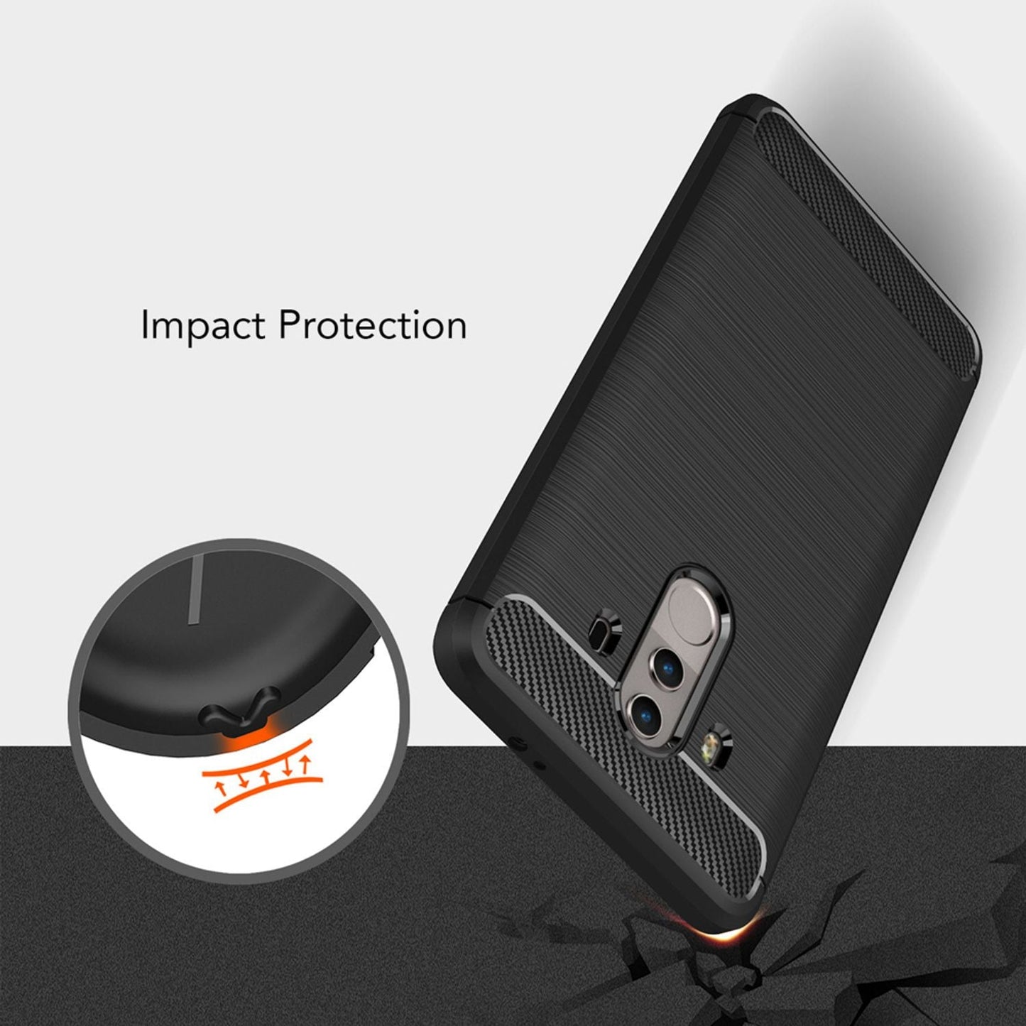 NALIA Huawei Mate 10 Pro Vortex Carbon Case Matt Schwarz - Dünn, 0,7mm Dicke, TPU Silikon
