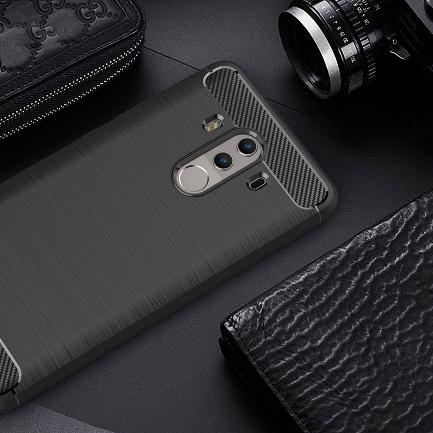 NALIA Huawei Mate 10 Pro Vortex Carbon Case Matt Schwarz - Dünn, 0,7mm Dicke, TPU Silikon