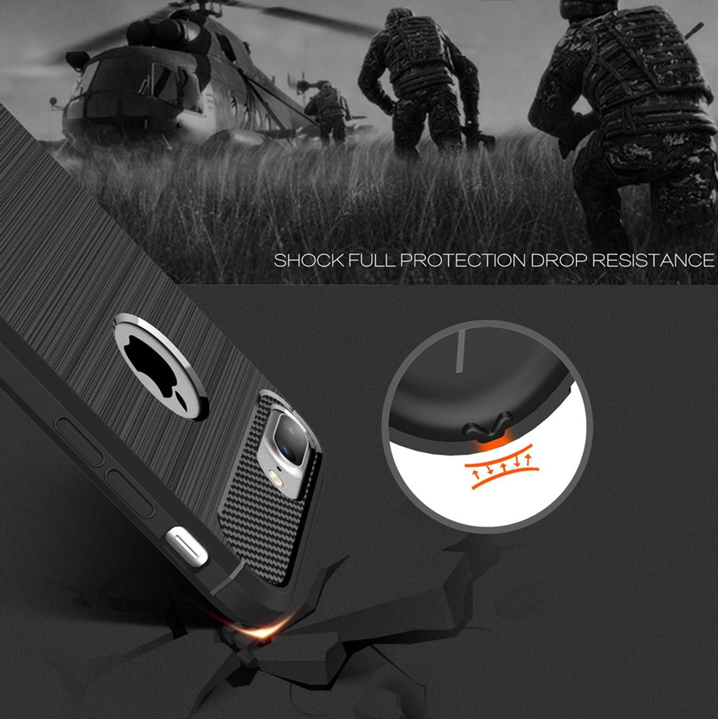 NALIA Design Case für Apple iPhone 7 Plus / iPhone 8 Plus Hülle Karbon Optik