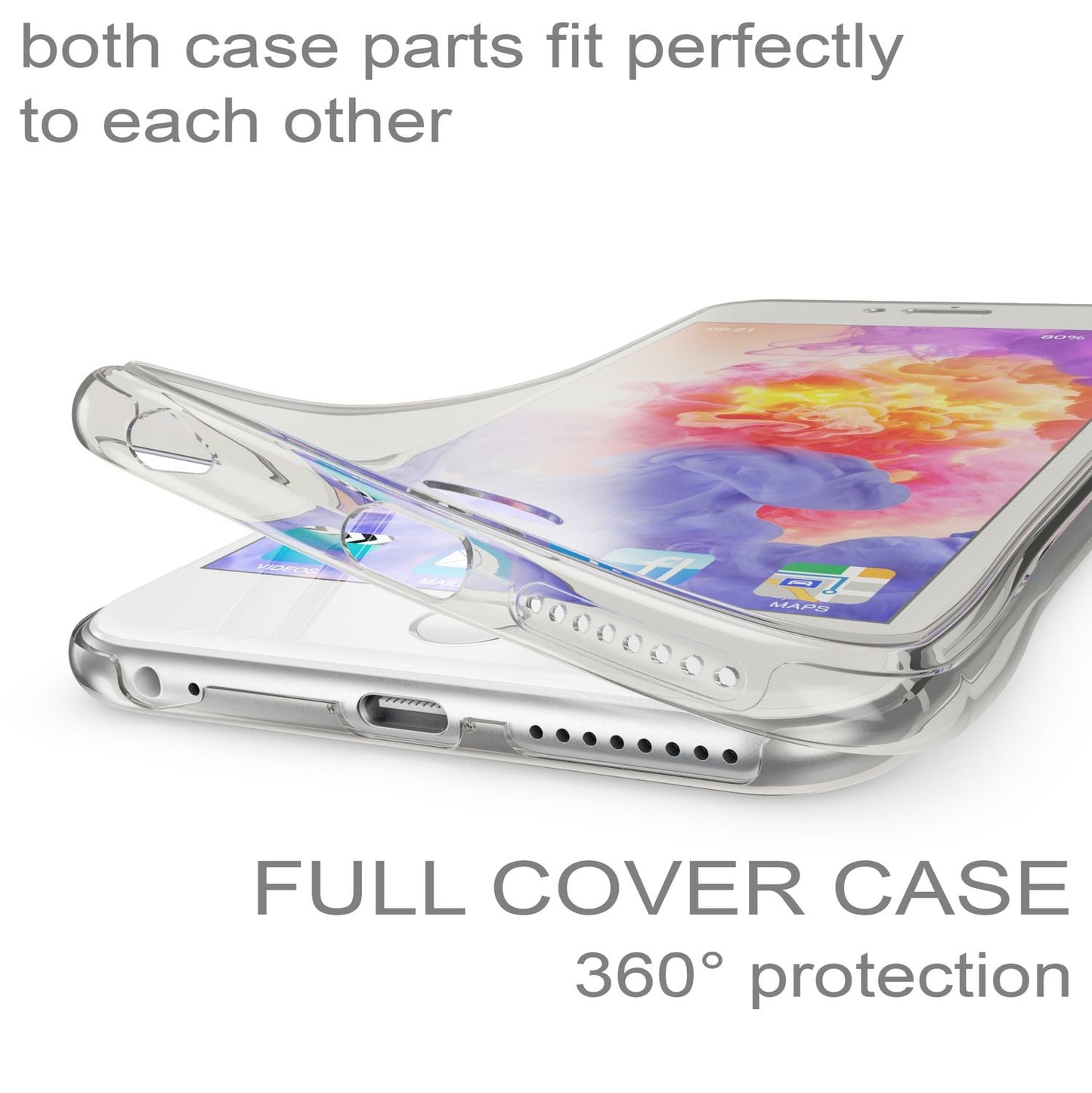 NALIA iPhone 6 Plus 6S Plus 360 Grad Hülle - Dünne Silikonhülle Transparenter Displayschutz