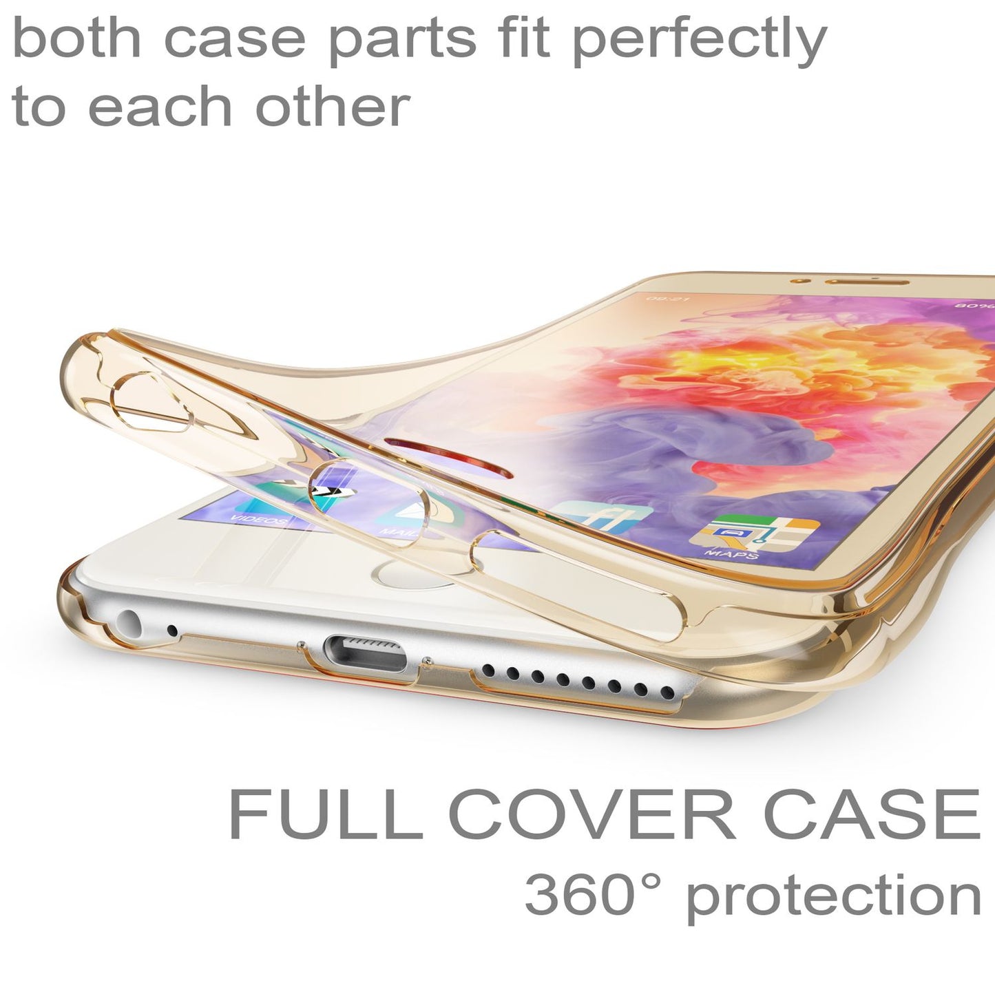 NALIA iPhone 6 Plus 6S Plus 360 Grad Hülle - Dünne Silikonhülle Transparenter Displayschutz