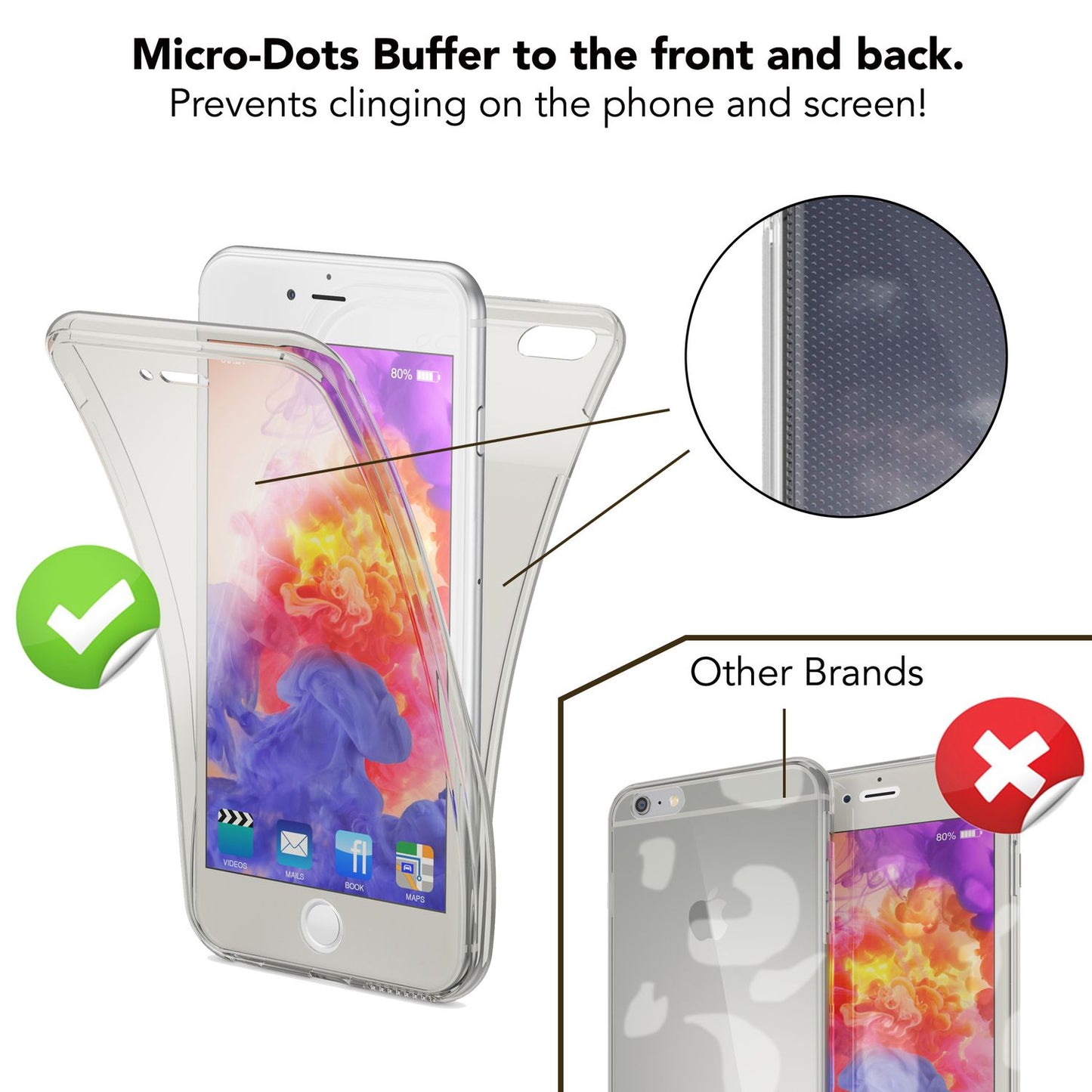 NALIA iPhone 6 Plus 6S Plus 360 Grad Hülle - Dünne Silikonhülle Transparenter Displayschutz