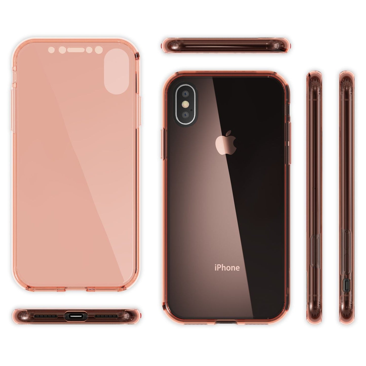 NALIA 360 Grad Hülle iPhone X XS Rundumschutz - Carbon Design, Metall-Look Rahmen, Ultra-Slim Silikon