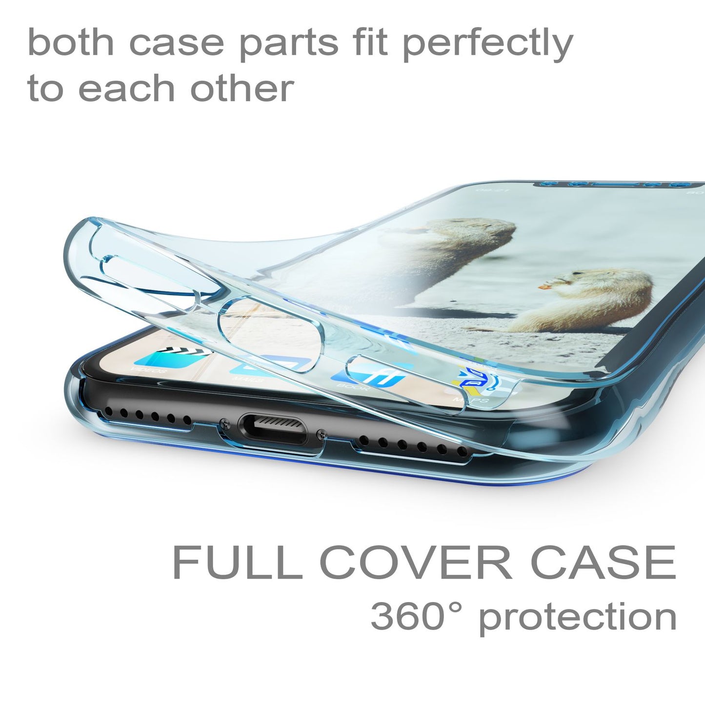 NALIA 360 Grad Handy-Hülle - Rundumschutz 360 Grad Kompatibel iPhone XR Dünnes Silikon Case