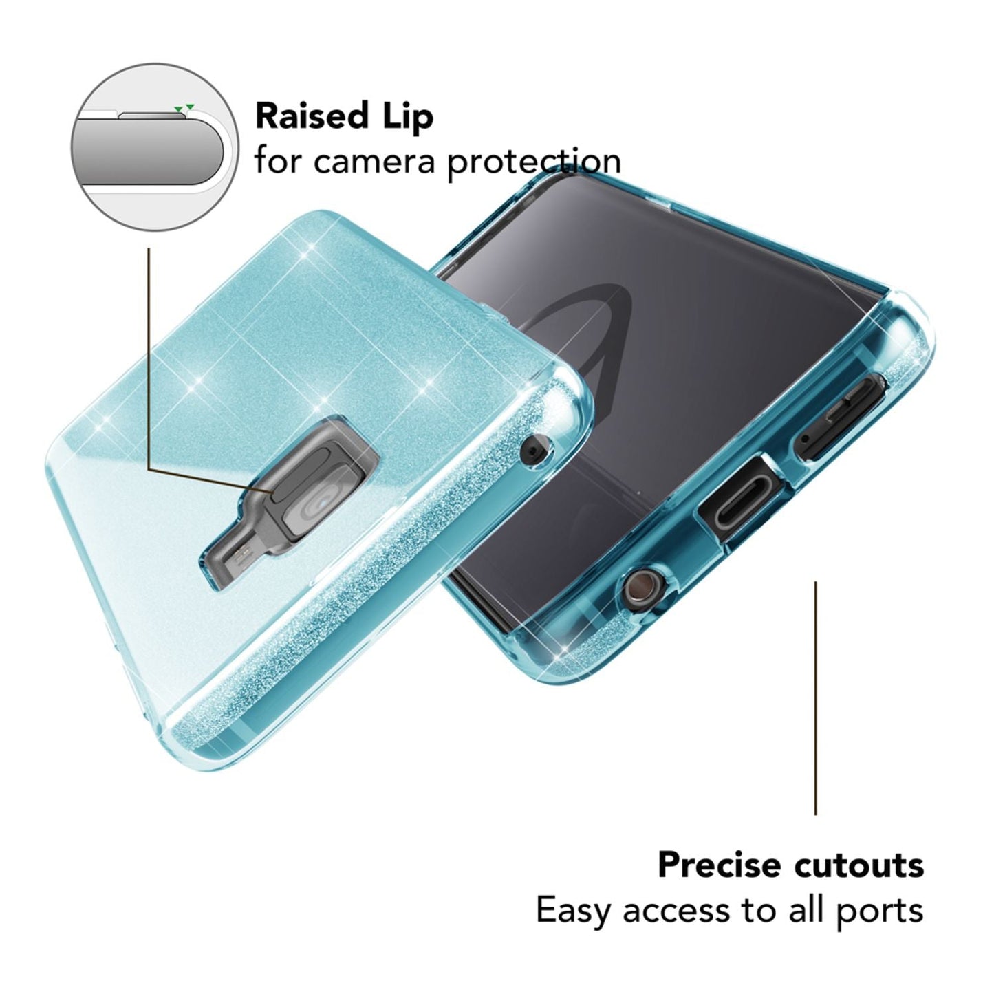 Samsung Galaxy S9 Hülle Handyhülle von NALIA, Glitzer Slim Case Cover Schutzhülle