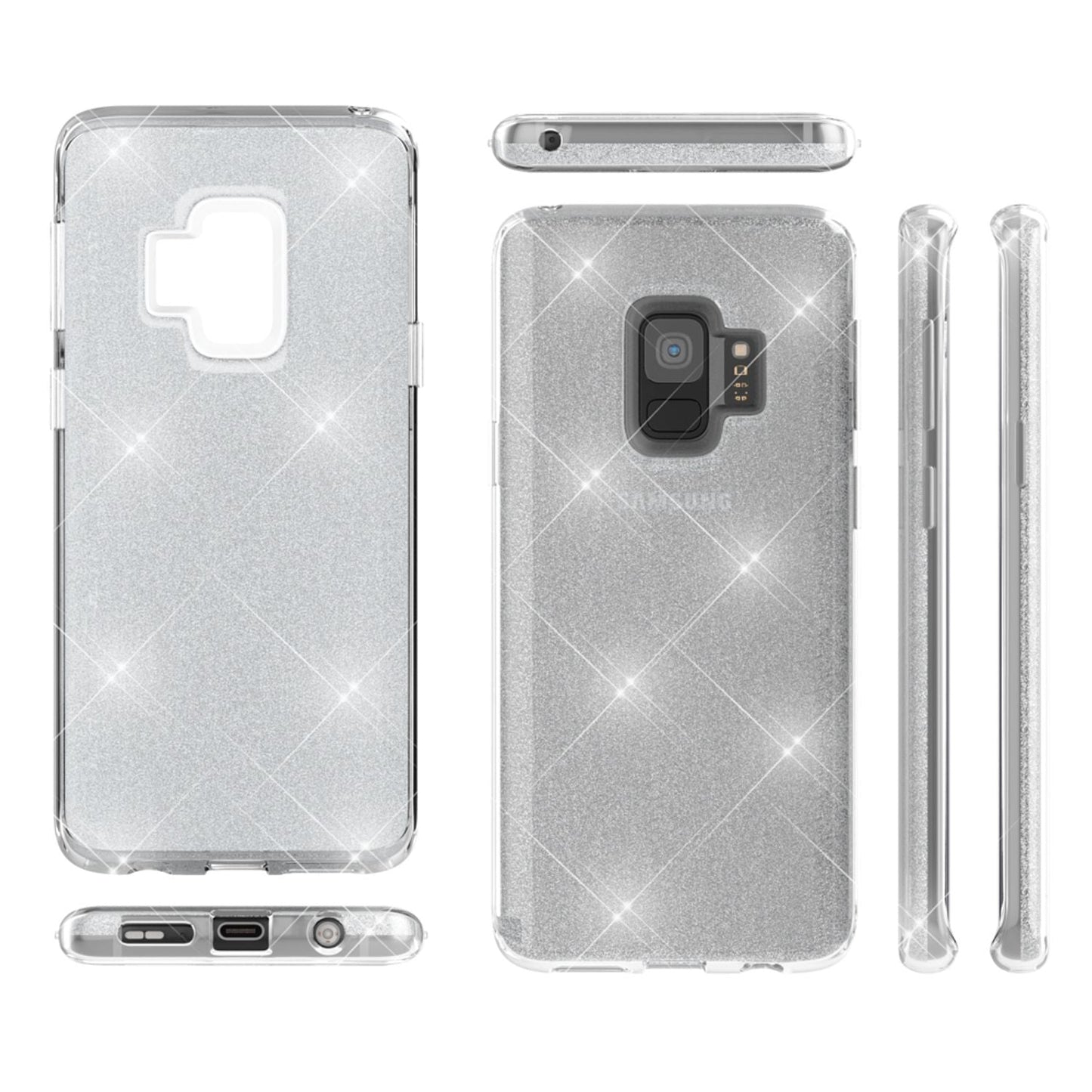 Samsung Galaxy S9 Hülle Handyhülle von NALIA, Glitzer Slim Case Cover Schutzhülle