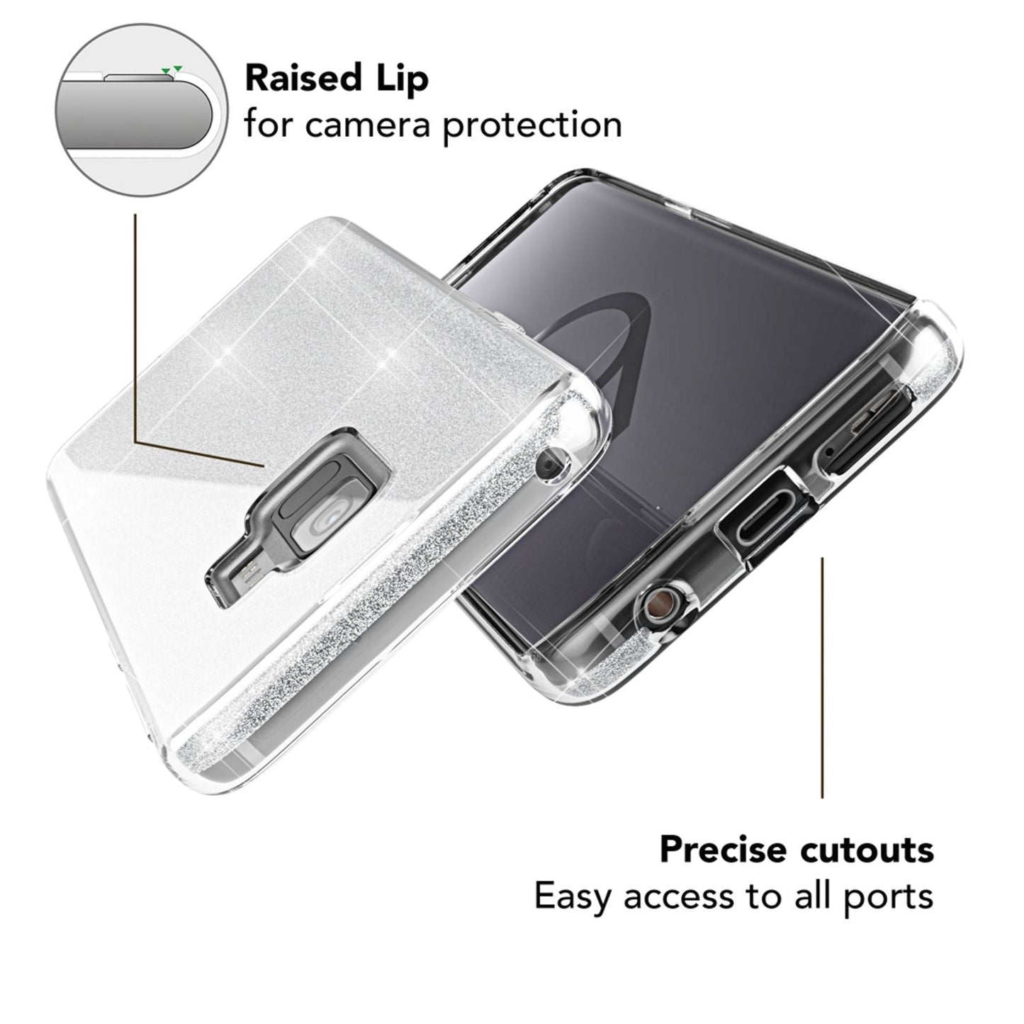 Samsung Galaxy S9 Hülle Handyhülle von NALIA, Glitzer Slim Case Cover Schutzhülle