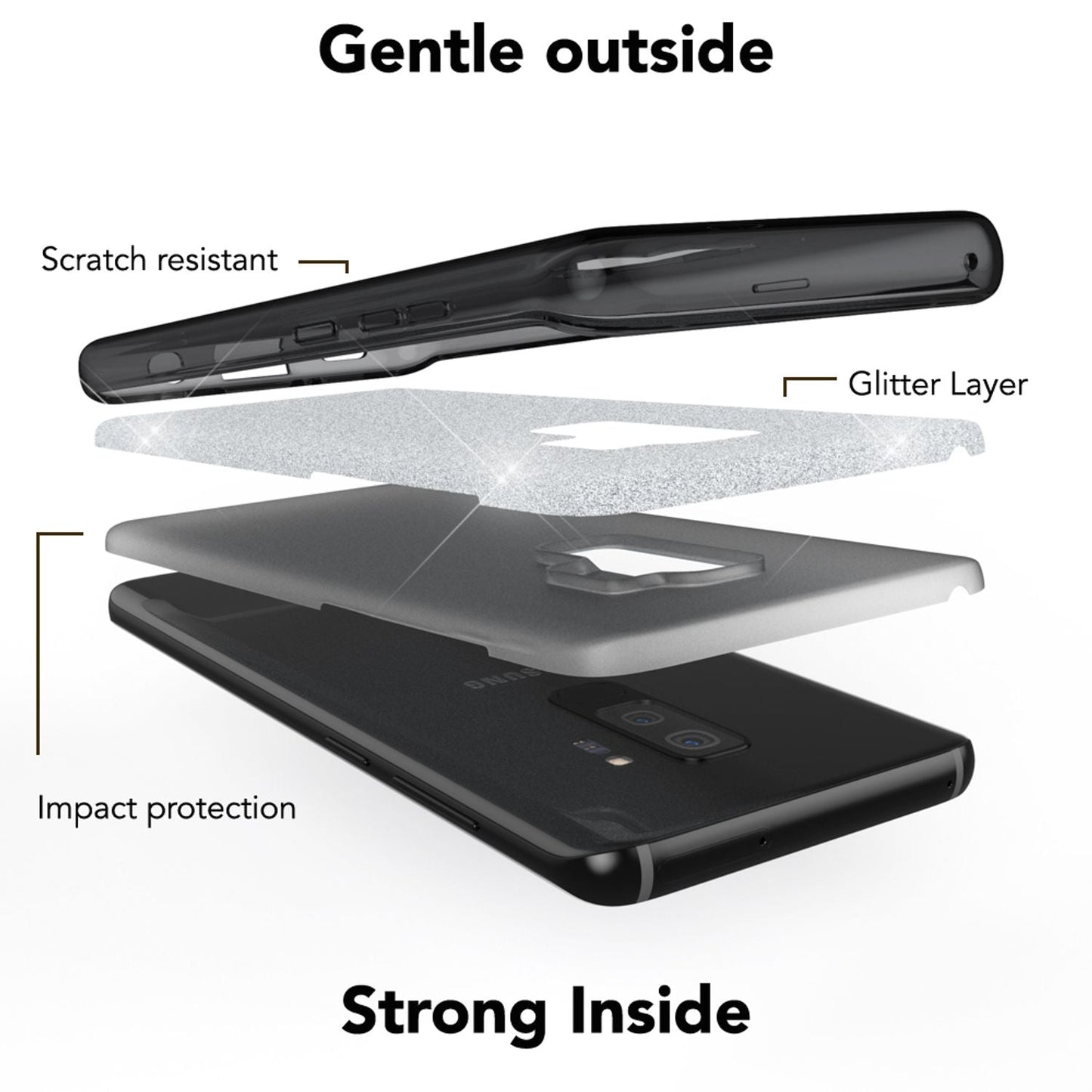 Husă de telefon NALIA pentru Samsung Galaxy S9 Plus, carcasă cu sclipici și bumper