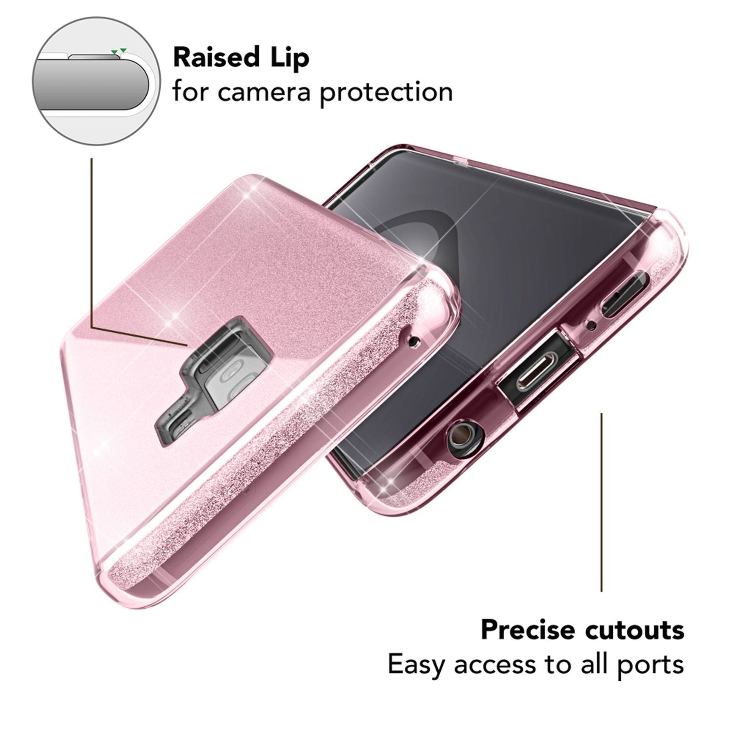 Husă de telefon NALIA pentru Samsung Galaxy S9 Plus, carcasă cu sclipici și bumper