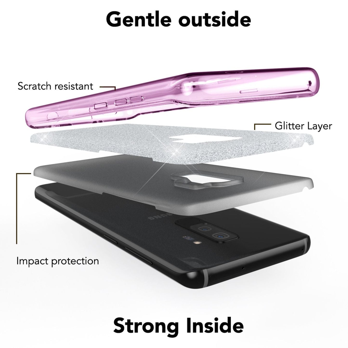 Husă de telefon NALIA pentru Samsung Galaxy S9 Plus, carcasă cu sclipici și bumper